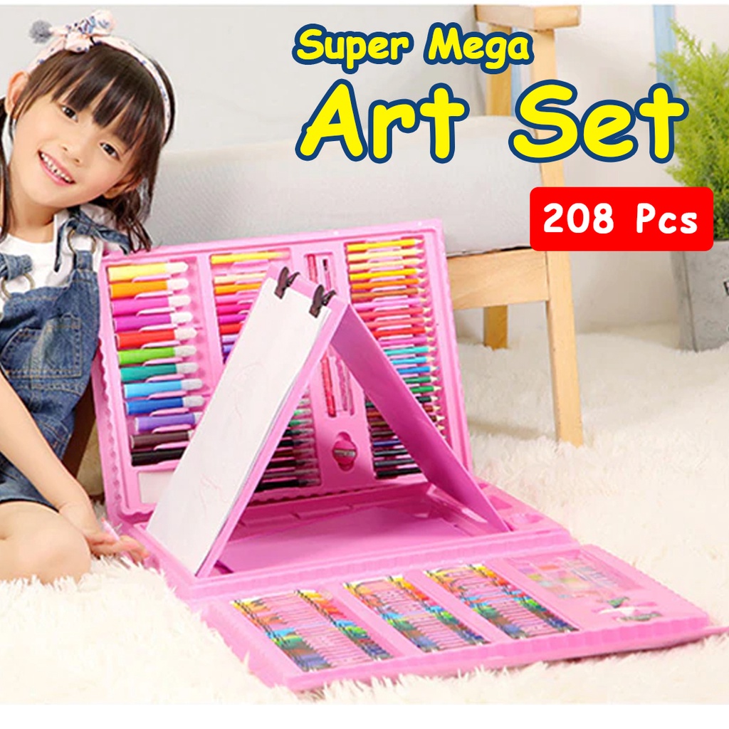 Alat Gambar Crayon Super Mega Art Set Pensil Warna Cat Air 208 &amp; 150