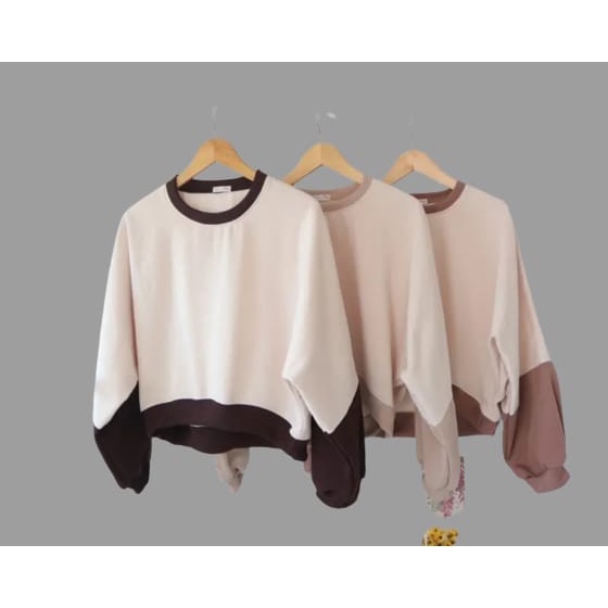 ZOEYY SWEATER WANITA OVERSIZE - SWEATER COMBINASI BIGSIZE KEKINIAN - KOREAN STYLE