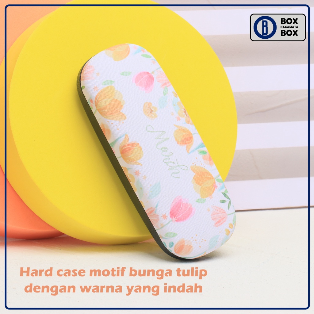 Tempat Kacamata Hard Case / Box Kacamata FREE LAP Cepuk Magnet Kokoh Motif Bunga lucu C11