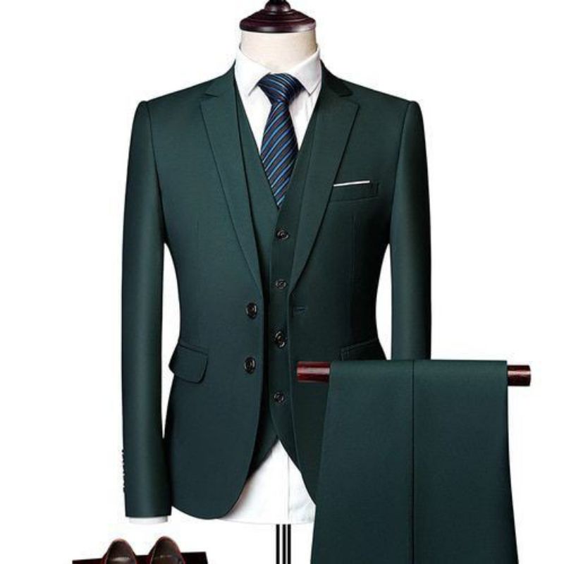 setelan jas formal pria/set jas kantor/set jas wedding/setelan jas pria warna hijau botol
