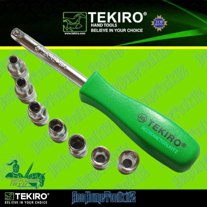 TEKIRO KUNCI SOCK SET 21PCS 6PT HAND SOCKET 1/4&quot; 3/8&quot; ( 4 - 19 MM ) 4 , 4.5 , 5 , 6 , 7 , 8 , 9 , 10 , 11 , 12 , 13 , 14 , 17 , 19 MM