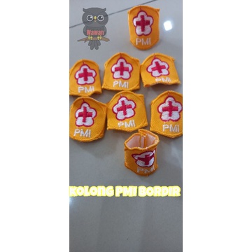 syal PMI PMR warna kuning sablon dan bordir scraft PMI PMR