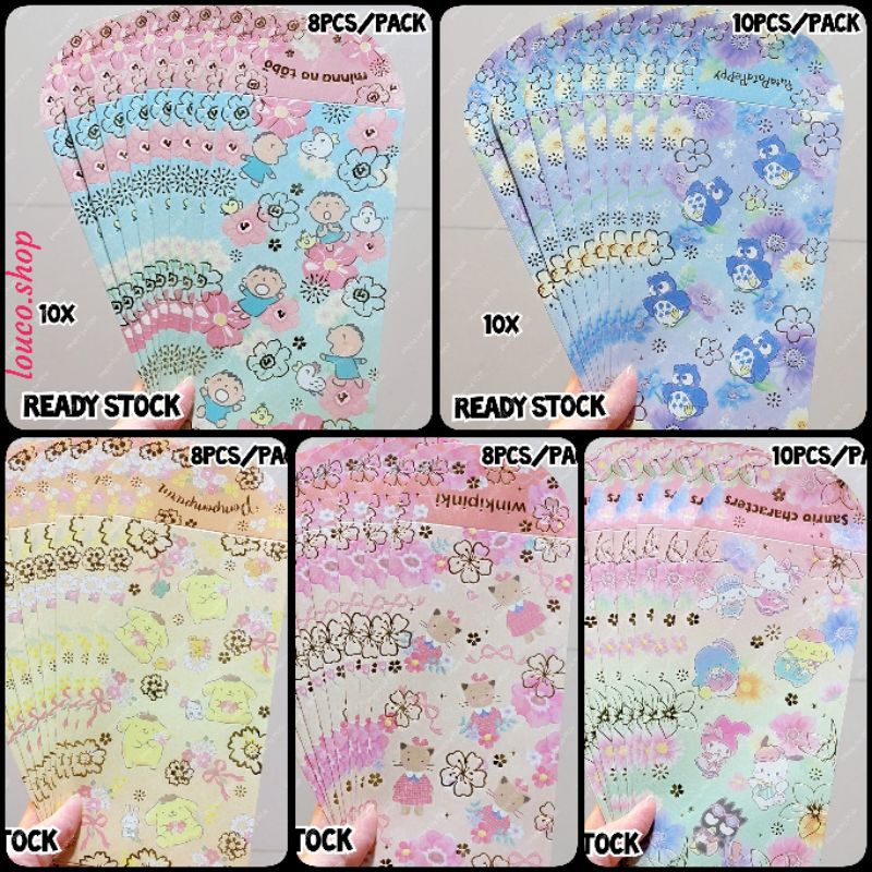 

Angpao Pastel Sincia Imlek Lebaran CNY Sanrio Karakter Winki Pinki, Pompompurin, Pata Pata Peppy, Minna No Tabo Isi 8/Pack