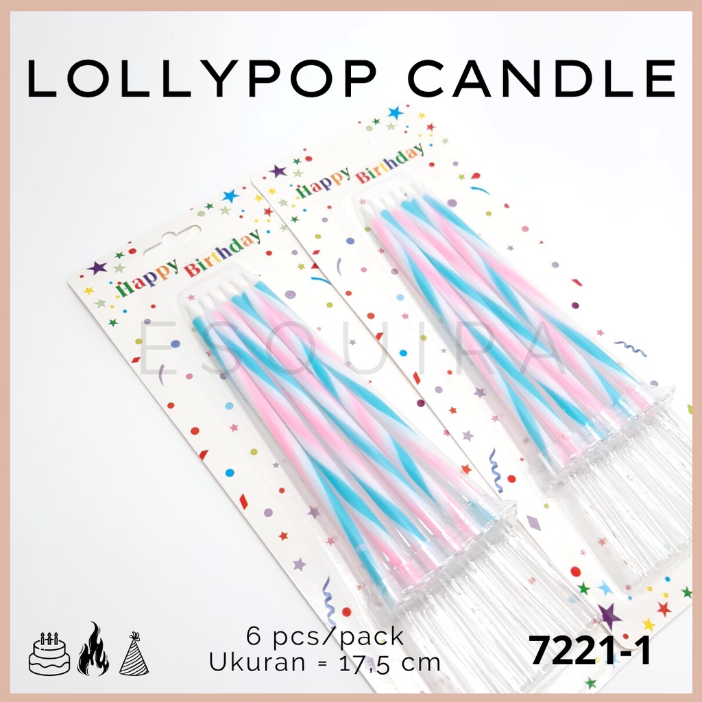 Lollypop Candle / Lilin Ulang Tahun 6 pcs / 7221-1