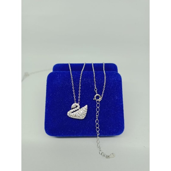 kalung rantai nori+liontin tusuk swan mp/perak asli silver 925 lapis emas/perhiasan fashion wanita terbaru