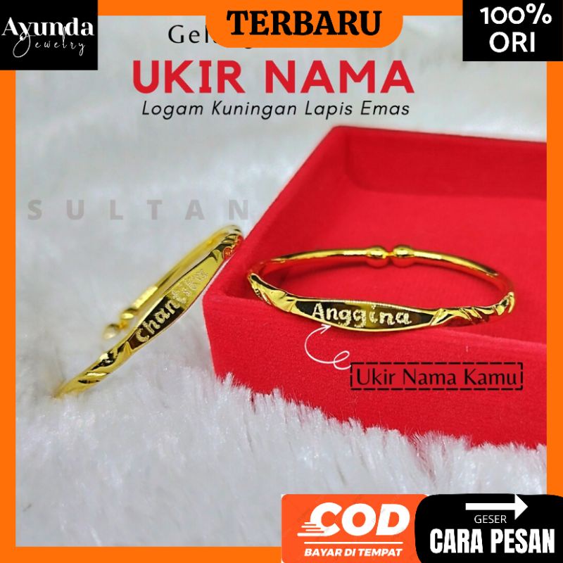 UKIR NAMA Gelang Anak lapis emas Gelang Baby anti karat anti step