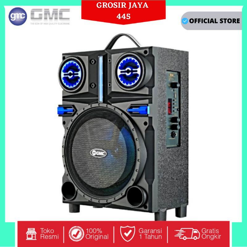 Speaker Portable GMC 897Q Bluetooth Karaoke Radio Extra Power + Mic Wireless