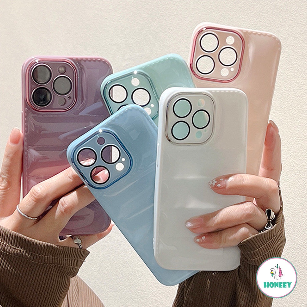 Soft Case Bumper TPU Glossy 3D Warna Macaron Untuk IPhone 14 13 12 11 Pro Max