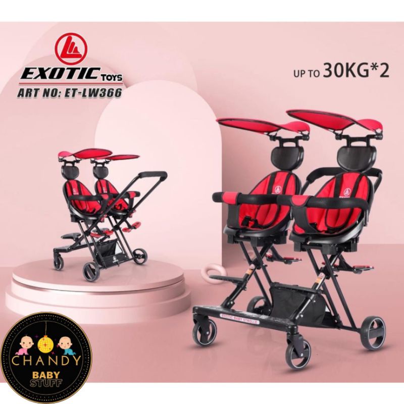 STROLLER BABY KEMBAR / TWIN EXOTIC LW 366 ( BISA HADAP DEPAN BELAKANG )