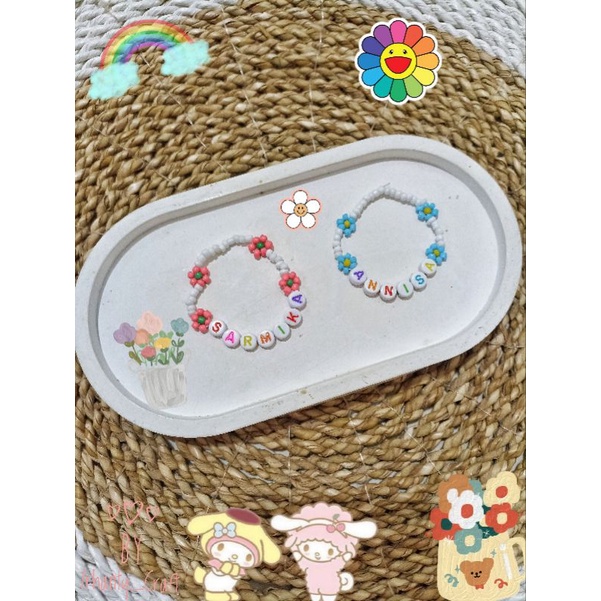 Gelang manik daisy custom nama/gelang kpop/gelang persahabatan