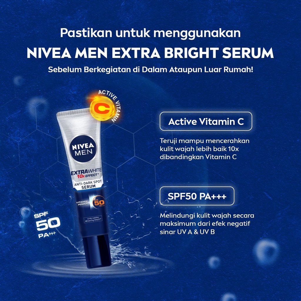 NIVEA Men Extra White Anti-Dark Spot Serum Spf 50 15ml - Nivea Men Extra Bright Anti Dark Spot Serum Spf 50 - NIVEA MEN Personal Care