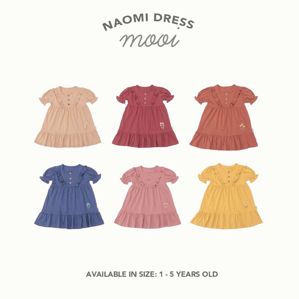 PROMO 7.7 PROMO BAJU LEBARAN MURAH Mooi Naomi Dress 1-5 Tahun Dress Ruffle Bordir Fashion Anak Perempuan