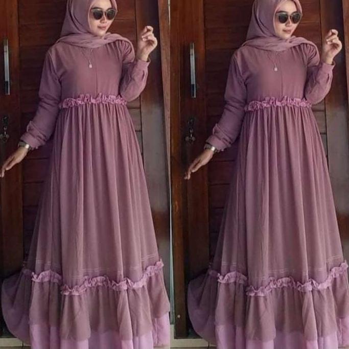[ Bisa COD ]Sintia Dress Matt Ceruty Babydoll Ld 110Cm Pb 138Cm/ Muslim Wanita Terbaru 2021 / Dress 