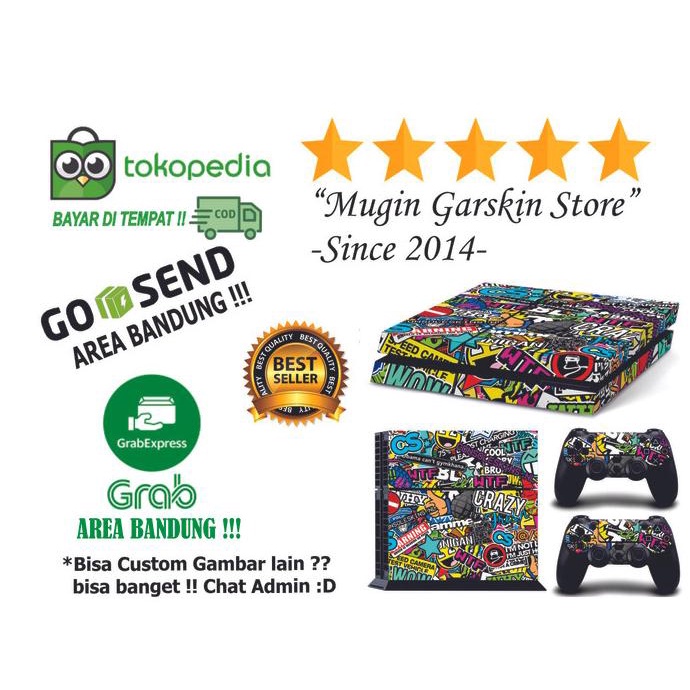 GARSKIN PS4 Skin FAT FREE CUSTOM STICKERBOMB DISKON