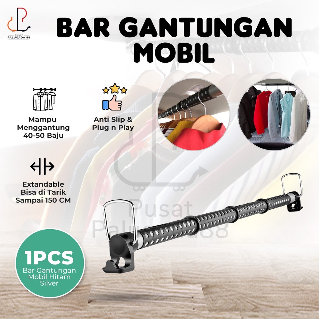 Bar Gantungan Baju Pakaian Jas Mobil Gantung Handgrip Car Hanger Expandable Clothes Teleskopik PREMIUM Panjang Pendek UNIVERSAL