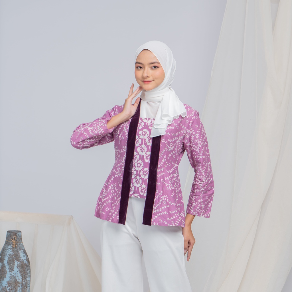 KEBAYA KUTUBARU BATIK  BELUDRU MODERN | OUTFIT KONDANGAN LILAC - LANGITJUA BATIK SOLO