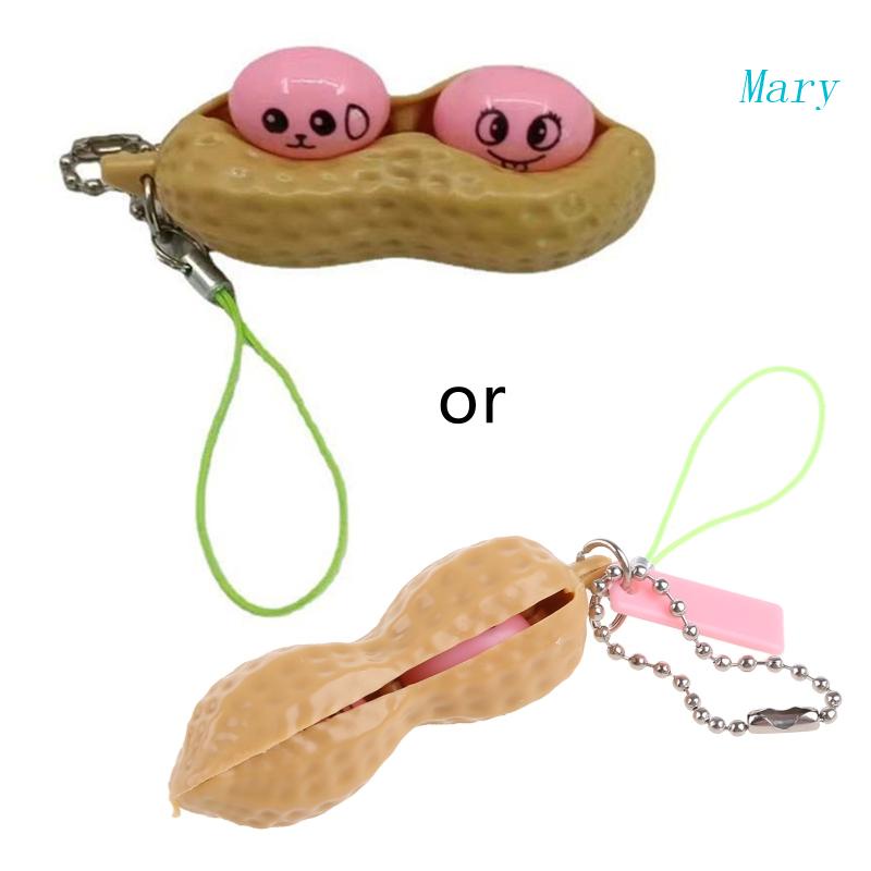 Mary 3 ''Fidget Peanut for Key Chain for Pop Squeeze Toy Anxiety Release Gadget Untuk w/Kacang Lucu Hadiah Anak Lovely Hand