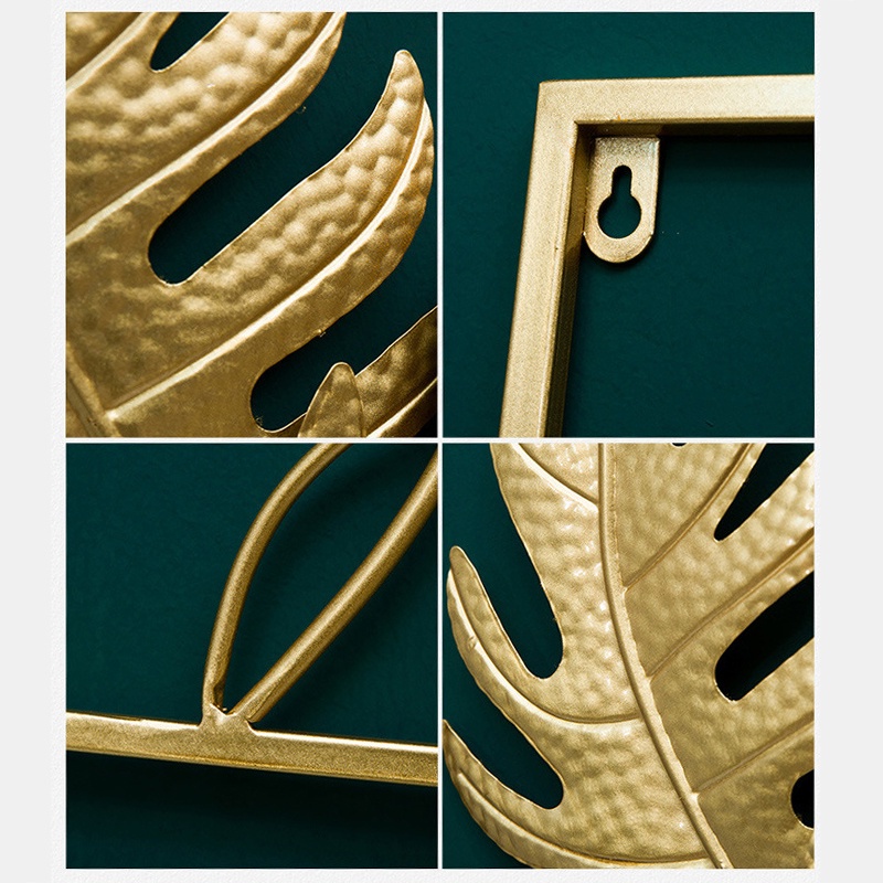 WallDecor Hiasan Dinding Frame Metal Gold Seni Daun Berbingkai Emas Karya Seni Gaya Nordik 60x40