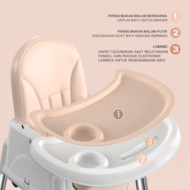 DADAWARD Kursi Makan Bayi 4 In 1/ Kursi Makan Bayi Lipat/ Dilipat Baby Chair/ High Chair/ Meja Makan Anak/ Booster Seat Chair