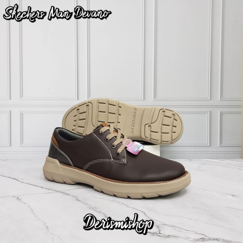 Sepatu pria/Sepatu Skechers Man Devano Origina l- Hitam & Coklat