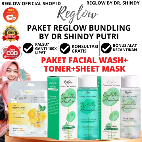 Paket Reglow Facial Wash Toner Sheet Mask dr Sindy Skincare Original Official