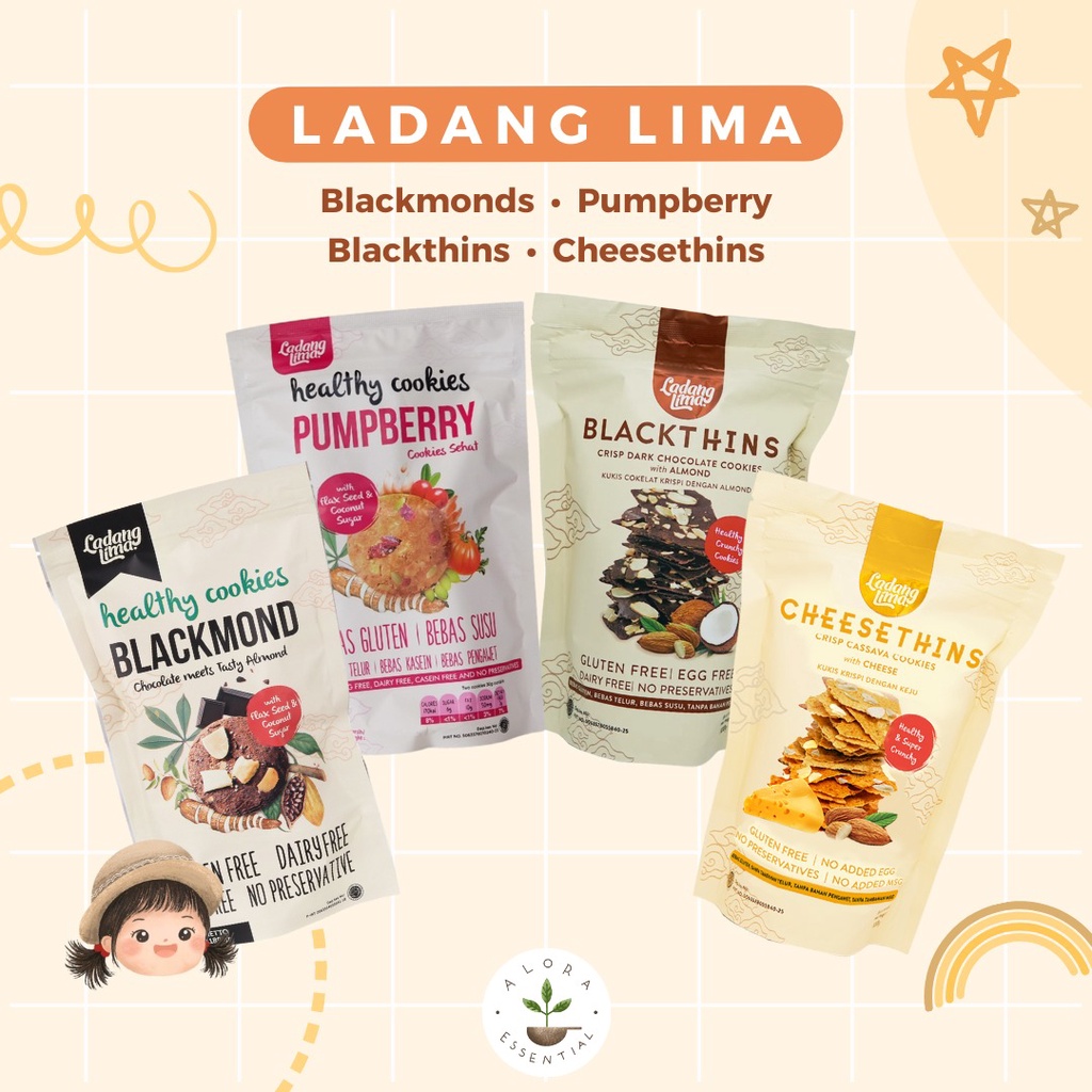 Ladang Lima Healthy Cookies Blackmond Blackthins Pumpberry Cheesethins - Gluten Free Snack Cemilan Diet Sehat