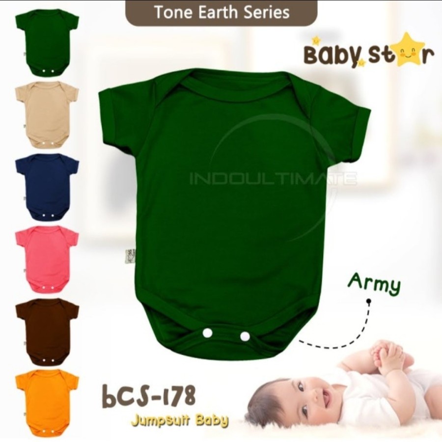 Jumper Bayi Polos Baby Star 0-3m - Jumpsuit Bayi Polos Unisex Aneka Warna 0-3 Bulan