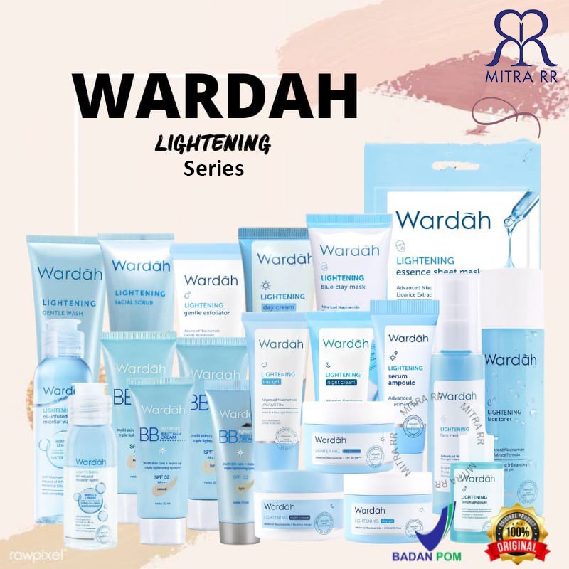 Wardah Lightening Series Day &amp; Night Cream | Gentle Cleanser Exfoliator | Serum Ampoule | BB Cream Skincare Routine Pencerah Wajah Normal Skin | Face Toner