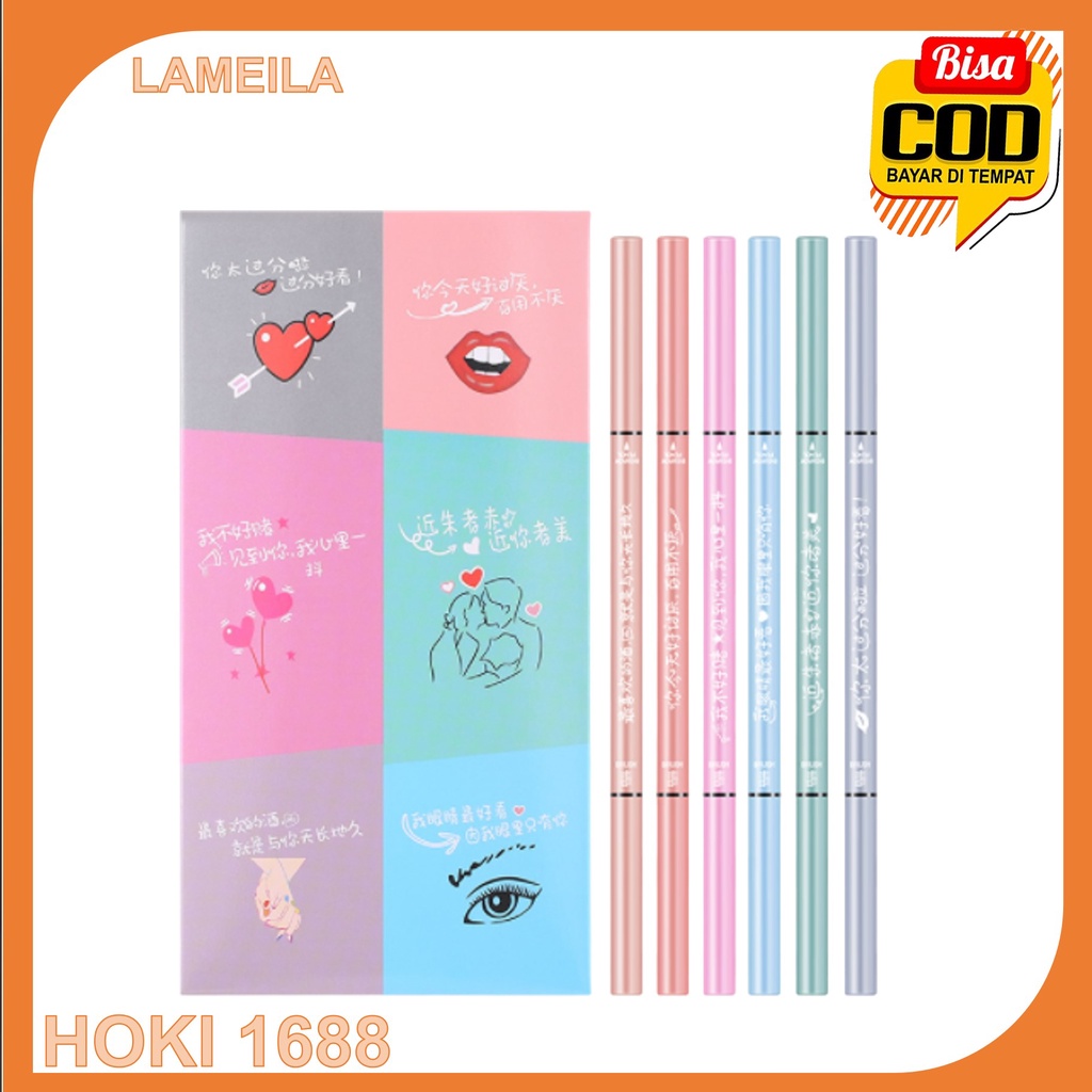 Lameila 1 set 6 pcs Alis Eyebrow Geometry Colors Double Heads Eyebrow Hk 838