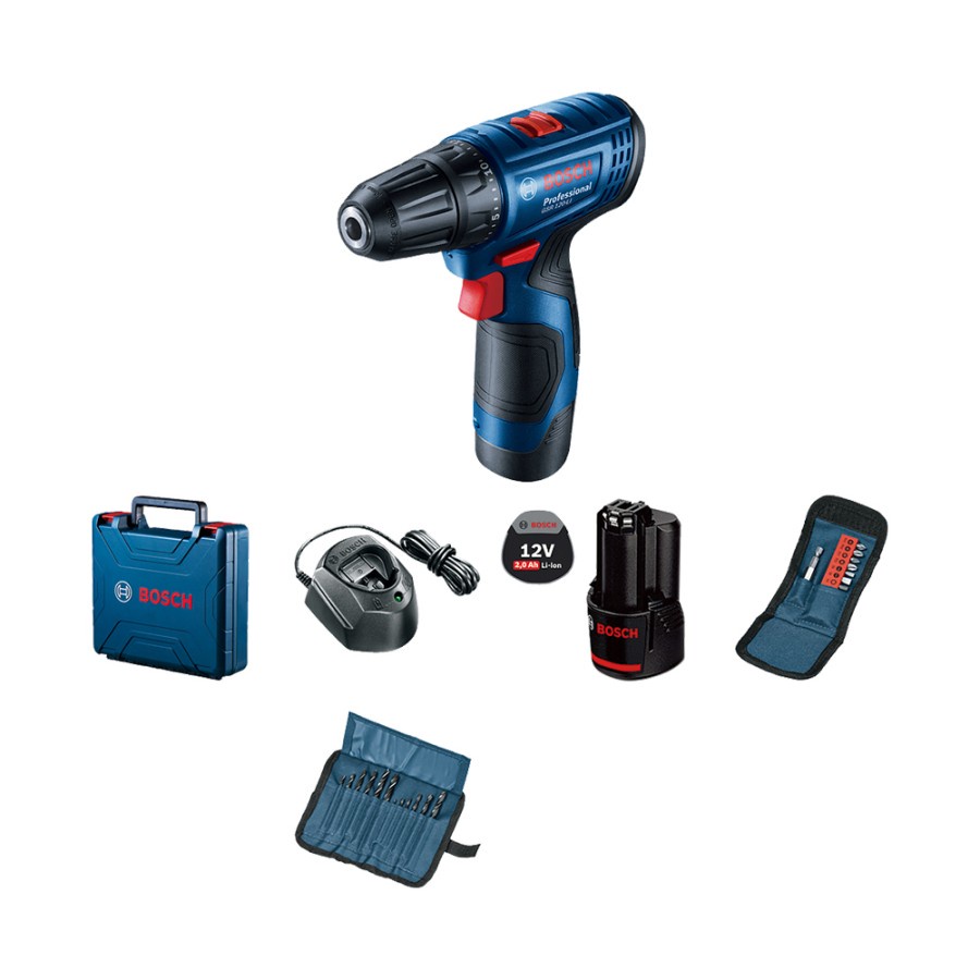 Bosch GSB 120 LI Gen3 Bor Obeng Baterai 12 V + Aksesoris set GSB120LI