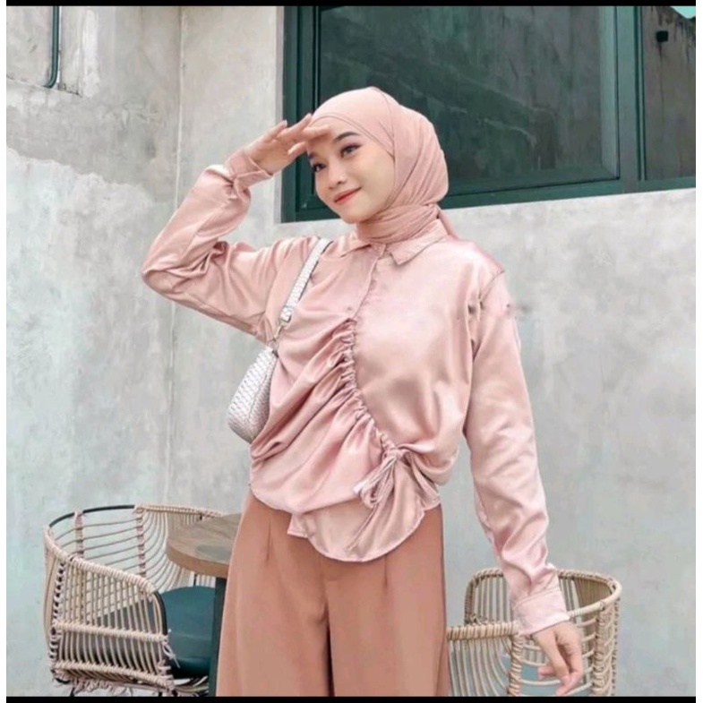 kemeja blus satin serut 101