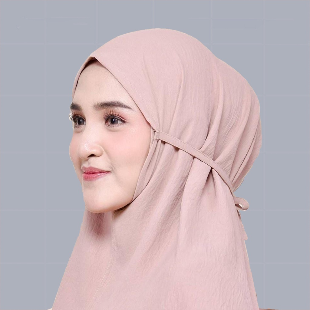 BERGO - M Man Jadda Hijab Bergo Mariyam Crinkle Airflow Jilbab Instant Bergo Maryam Cringkle non pet size M