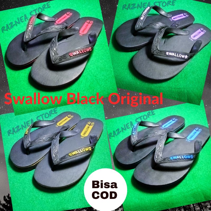 SANDAL SWALLOW BLACK Sendal Jepit Hitam