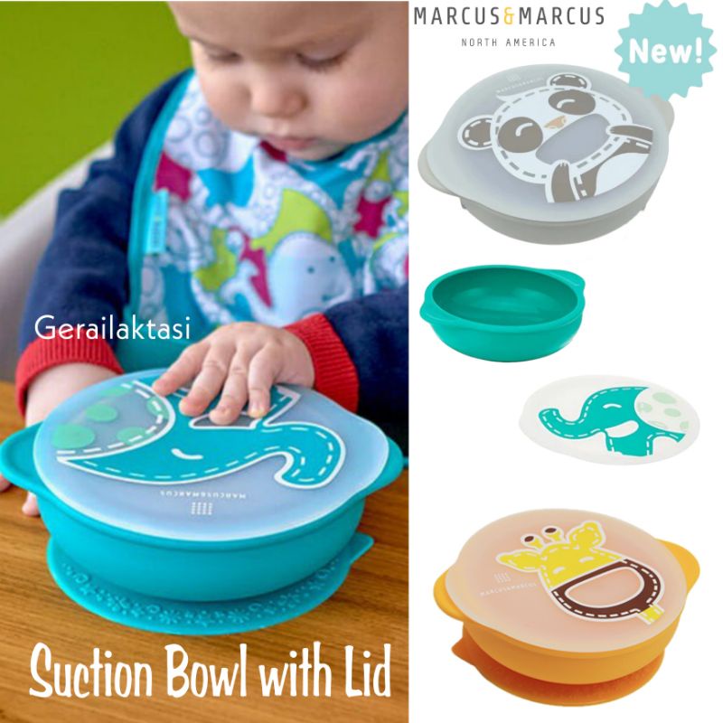 MARCUS AND MARCUS SUCTION BABY BOWL WITH LID - MARCUS&amp;MARCUS MANGKOK MPASI