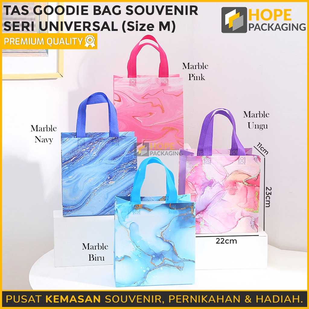 

Tas Goodie Bag Universal Size M : 23 x 22 x 11 cm/ Goodie Bag Hampers Motif Marble / Tas Shopping Bag Souvenir Ultah