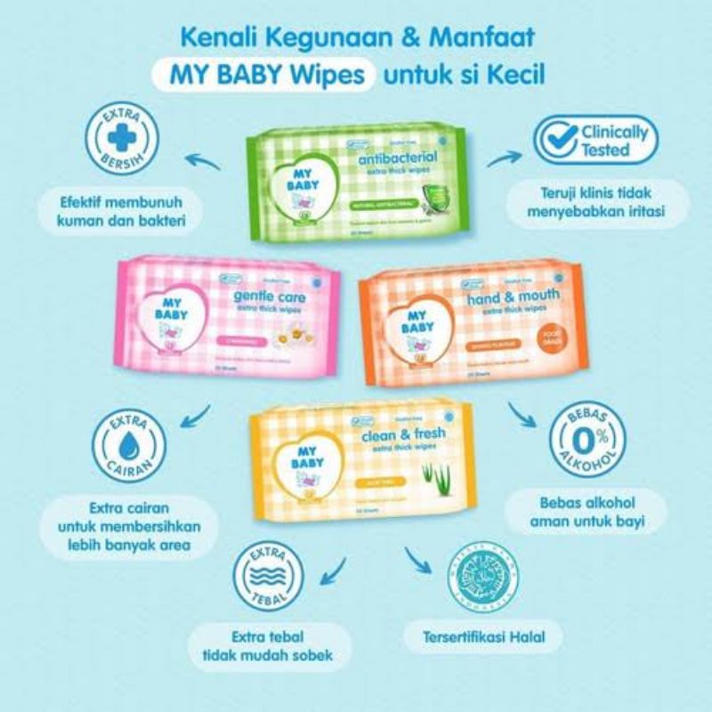 MY BABY TISU BASAH 50SHEET LEMBAR TISU MY BABY TISU BAYI TISU KECANTIKAN TISU PERAWATAN KULIT