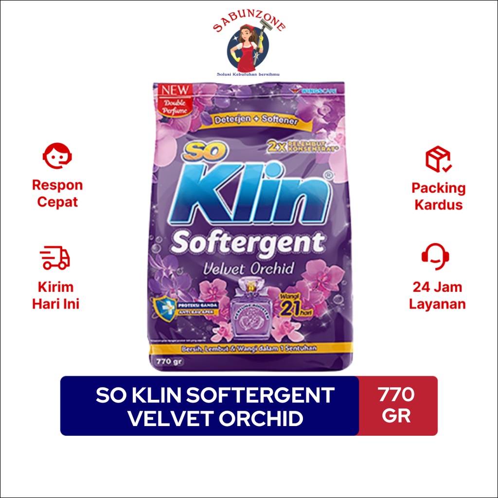 Deterjen Bubuk So Klin Softergent Velvet Orchid Detergent 770 gram