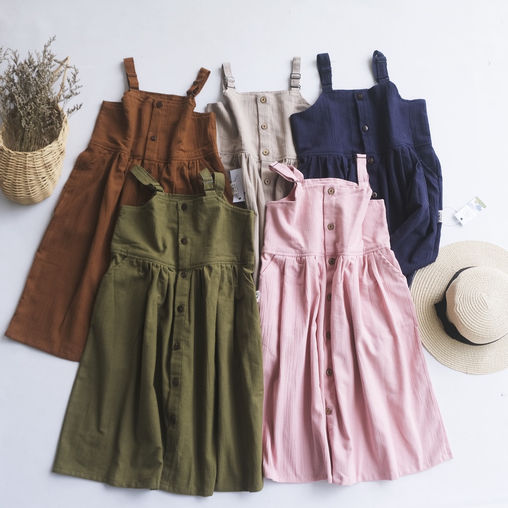 AYAME - COTTONELI Overall Pinafore Anak Rok Dress Linen