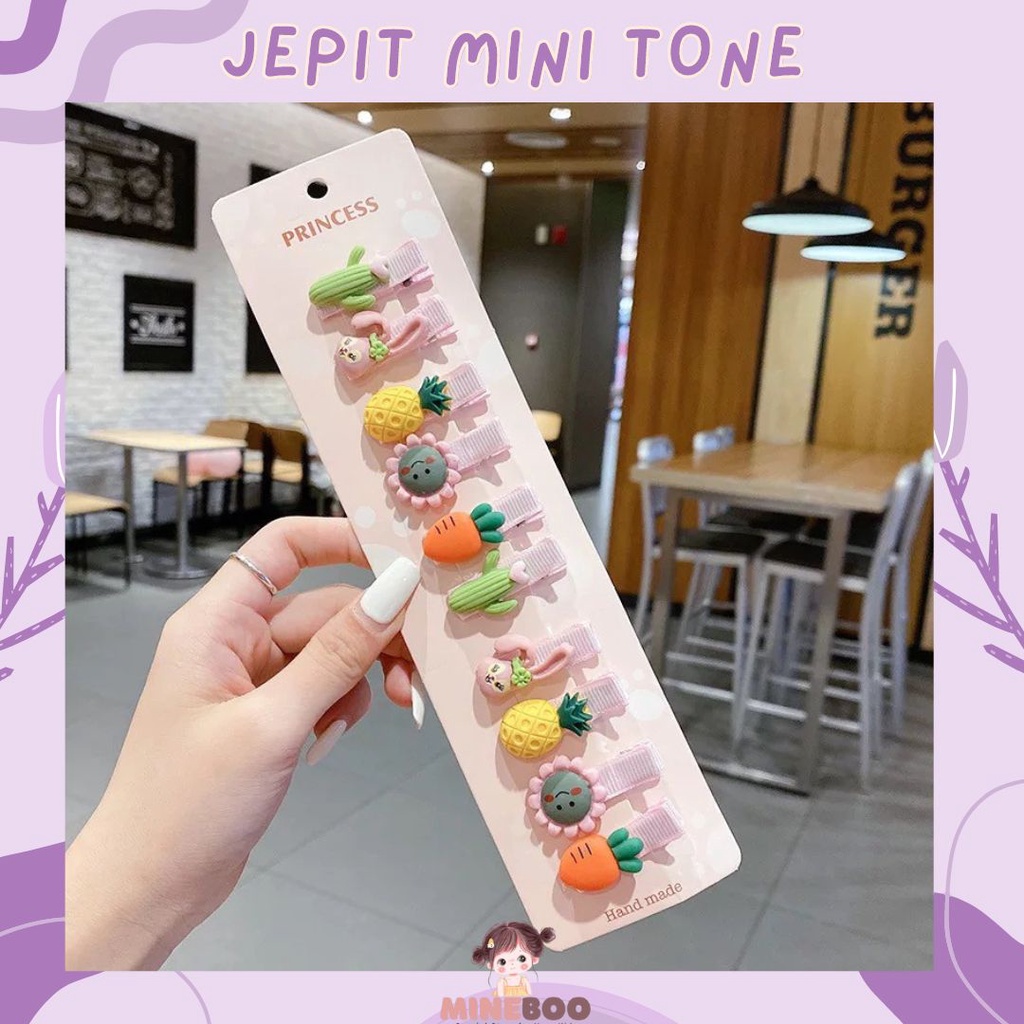 mineboo -  JEPIT RAMBUT MINI TONE 10PCS / Set Jepitan Rambut Anak Icon Karakter Import / Jepit Rambut Anak Karet Motif Karakter