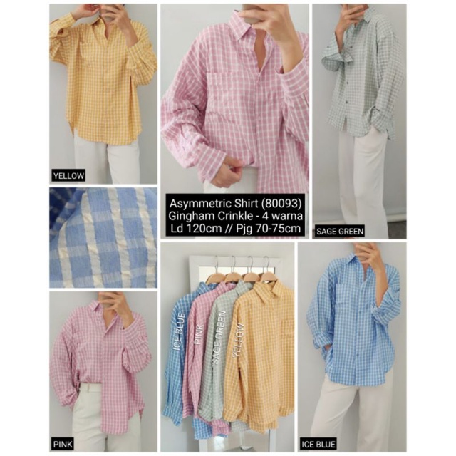 kemeja wanita/asymmetric shirt Gingham vol 2