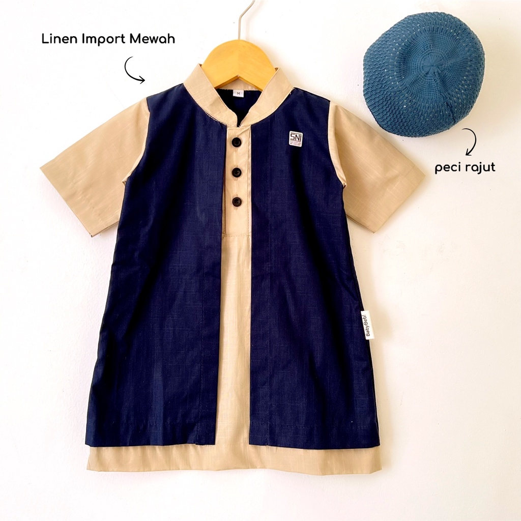 KOKO JUBAH MEWAH SNI LINEN IMPORT BUKAN KAOS NOAH KOKO BAYI MUSLIM baju anak setelan bayi muslim lebaran cowo perlengkapan gamis pakistan anak aqiqah Babeebabyshop