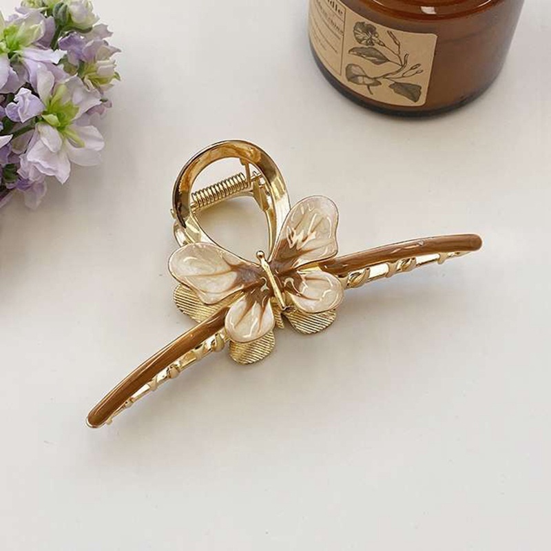 Terbaru Wanita Gadis Geometris Rambut Cakar Klem Logam Bentuk Kupu-Kupu Claw Clip Warna Cat Ponytail Claw Clip Ornamen Claw Crab