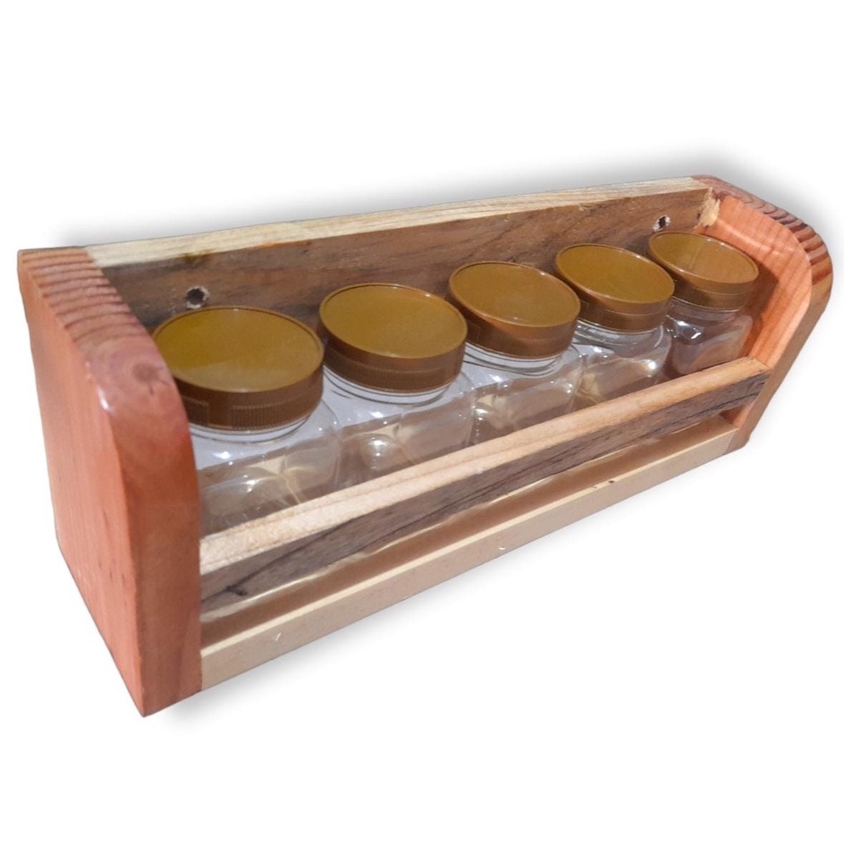 RAK BUMBU DAPUR KAYU SET TEMPAT BUMBU KAYU SERBAGUNA