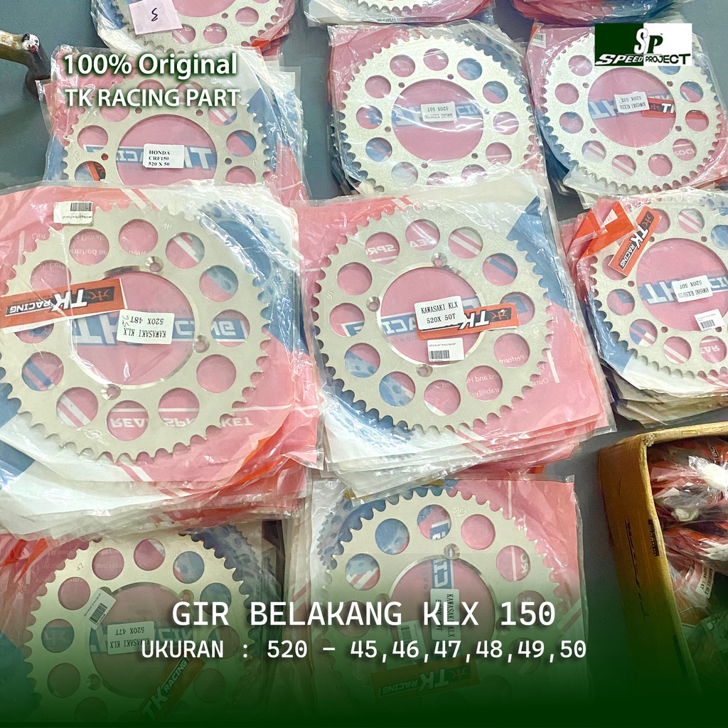 GIR BELAKANG KLX 150 TEBAL 520 UKURAN 45,46,47,48,49,50 TK RACING / GEAR BELAKANG KLX 150 TEBAL 520 