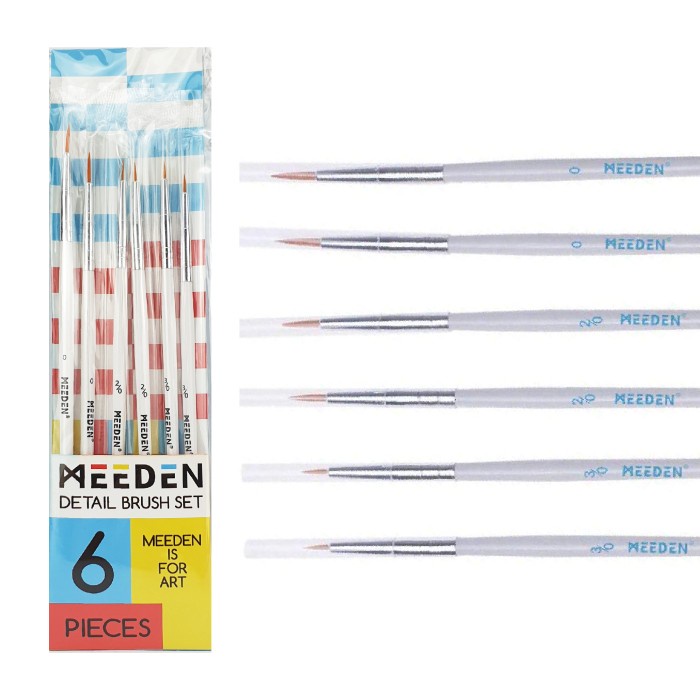 

Kulu Kuas Lukis Meeden Micro Paint Brush Set 6 Synthetic Short Handle