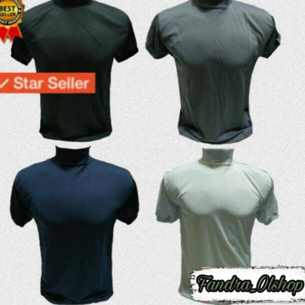 Kaos Dalam Hitam Putih Biru Abu Kerah Leher Tinggi Satpam Security Polos Lengan Pendek "KDA.25Ja23p"