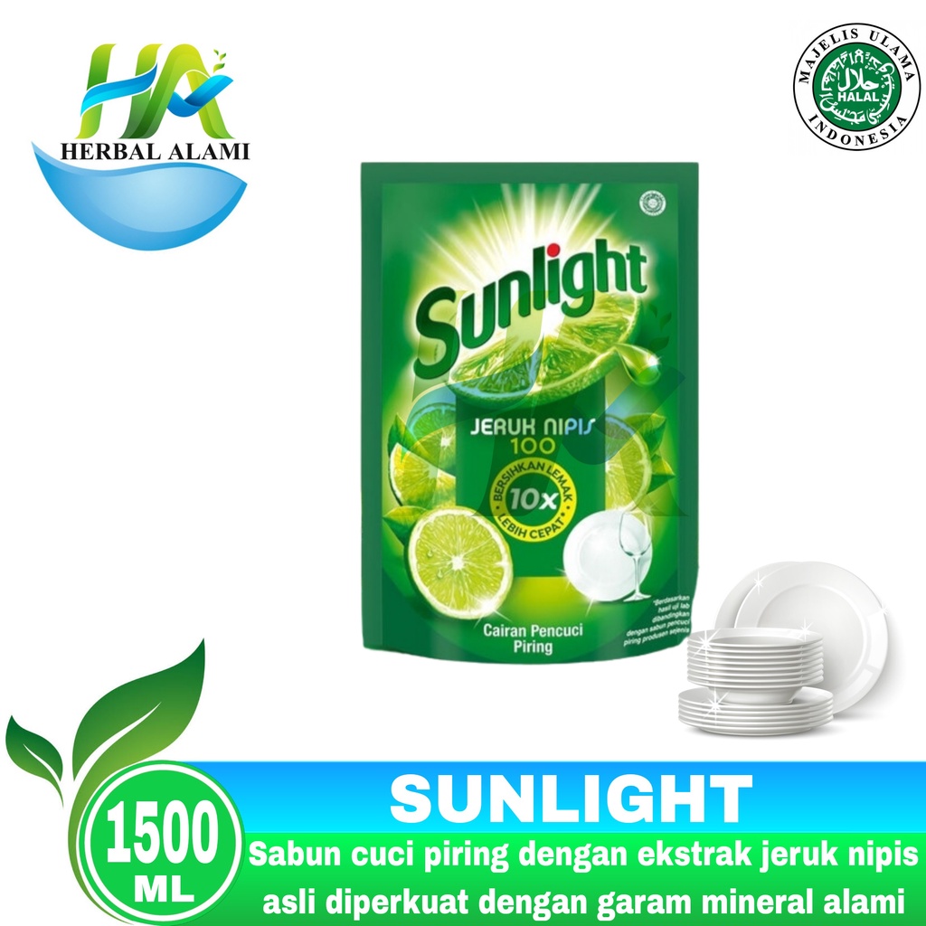 Sunlight Sabun Cuci Piring Cair Jeruk Nipis Refill 1500mL