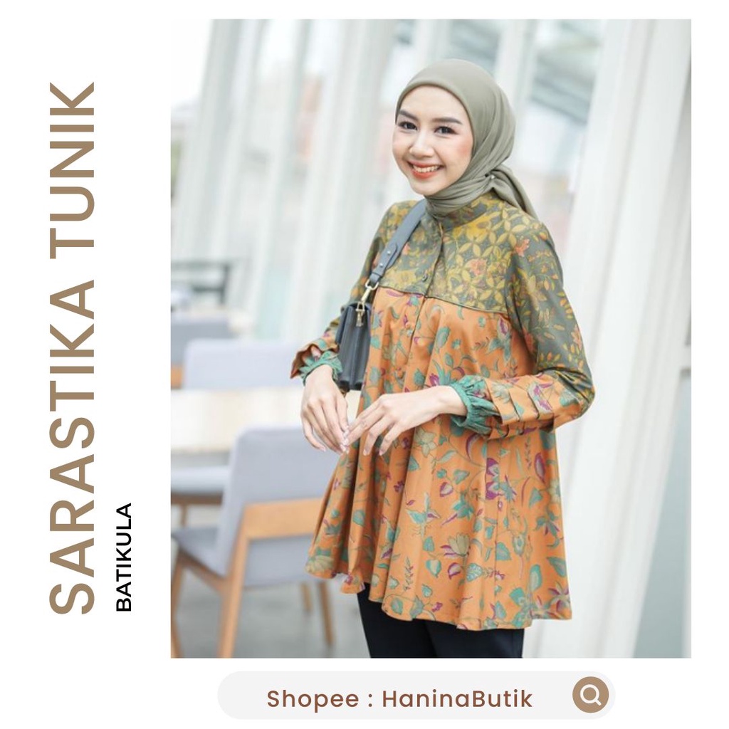 (𝗦𝗜𝗔𝗣 𝗞𝗜𝗥𝗜𝗠) SARASTIKA TUNIK BATIK SIZE XL by BATIKULA | BATIK KERJA WANITA TUNIK BATIK