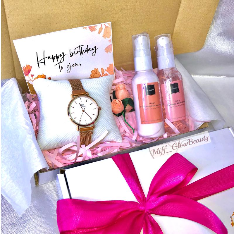 miffglow - HAMPERS I KADO I GIFT BOX JAM TANGAN RANTAI PASIR MURAH jam tangan magnet hampers unik kado ulang tahun hampers simple mini scarlett whitening parfum boneka kado pacar kado sahabat Box hampers kotak hampers natal