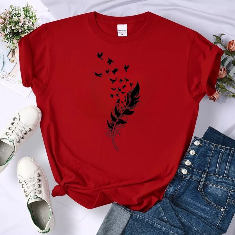 Kaos Wanita Baju Oblong Cewek Atasan Lengan Pendek Tshirt Oversize Bulu Cod